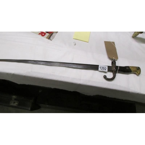 1292 - An M1874 French Gras bayonet, COLLECT ONLY.