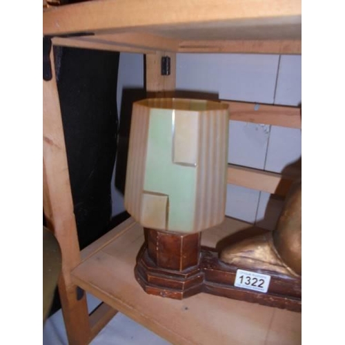 1322 - An art deco plaster nude figurine table lamp.