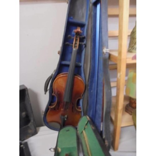 1326 - Two old cased violins, COLLECT ONLY.