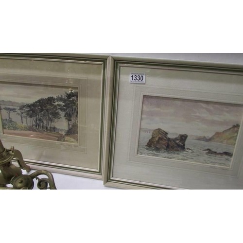 1330 - A pair framed and glazed watercolours of Torquay signed Ernest A Marsh.