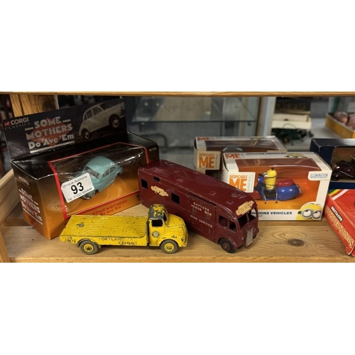 93 - A Corgi 96758 Morris Minor, Dinky express horse box, Leyland comet, Britains 7226 yeoman guards set ... 