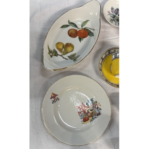 105 - 4 Egg coddlers, Magic roundabout plate, Royal Worcester cup & saucer etc