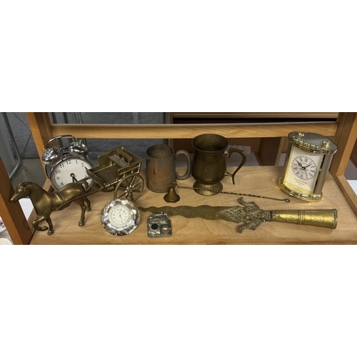 108 - A quantity of brass & metalware including horse & carriage etc