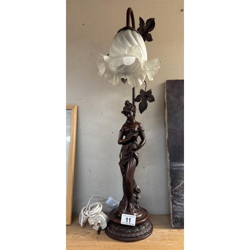 11 - An art nueveau style figurine lamp