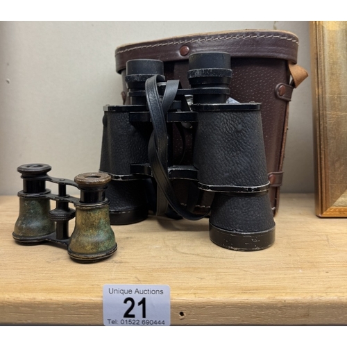 21 - A cased set of field binoculars 8 x 40 by Telemax 5 & A pair of opera glasses