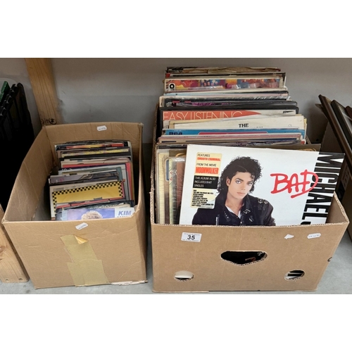 35 - A quantity of LPs mostly classical, few military bands , 1980s pop etc & 80s singles. 45 RPMs