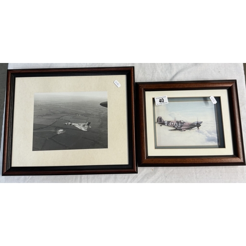 40 - A framed 3D paper picture of a Spitfire & A black & white photo print of Vulcan XA907