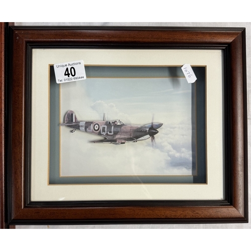 40 - A framed 3D paper picture of a Spitfire & A black & white photo print of Vulcan XA907