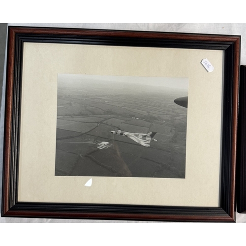 40 - A framed 3D paper picture of a Spitfire & A black & white photo print of Vulcan XA907