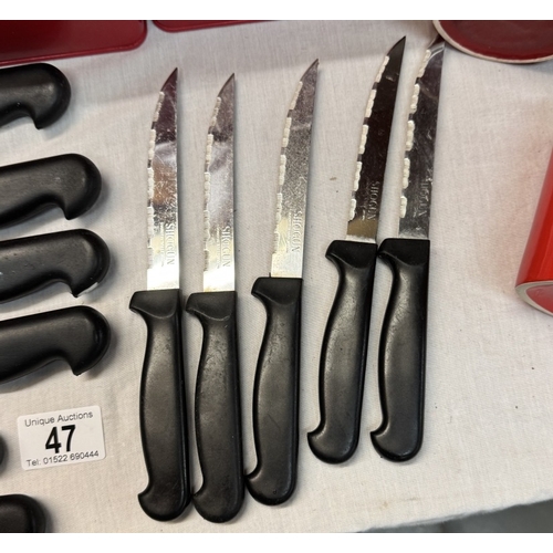 47 - A quantity of kitchen knives etc including 11 pieces by Shogun