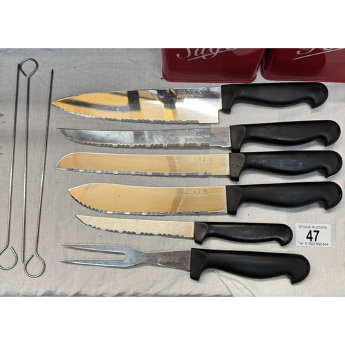 47 - A quantity of kitchen knives etc including 11 pieces by Shogun