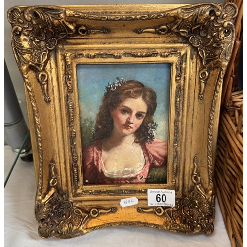 60 - A gilt framed overpainted print