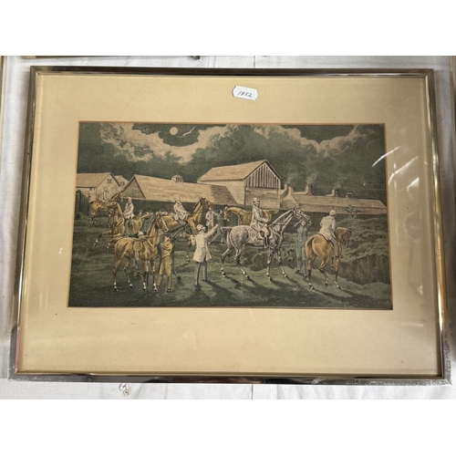 69 - A set of 4 coloured engravings & 1 other. Horse racing scenes