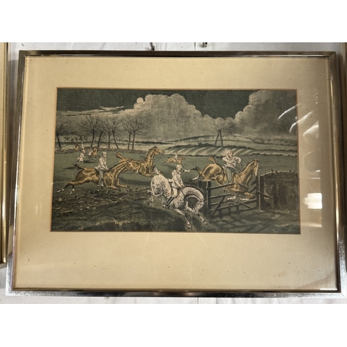 69 - A set of 4 coloured engravings & 1 other. Horse racing scenes