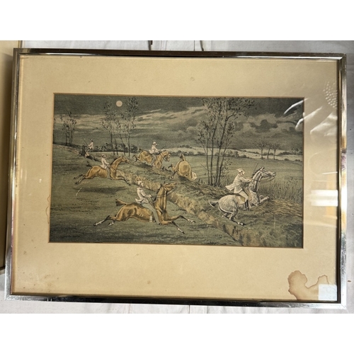 69 - A set of 4 coloured engravings & 1 other. Horse racing scenes