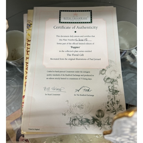 77 - 4 Creamware plates with certificates