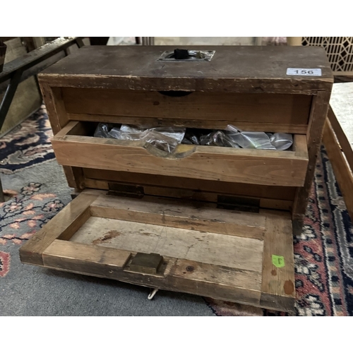 156 - A vintage tool/craft box with 3 drawers and another box with contents