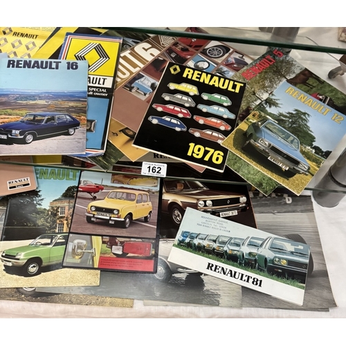 162 - A large collection of 1970/80's Renault car sales brochures etc