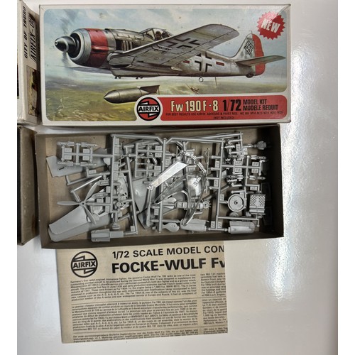 123 - 2 Airfix 1/72 series 2 aircrafts not started & A quantity of 00 scale railway kits assembled