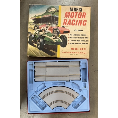 261 - A vintage Pel-Mel, Escalado type horse racing game, Airfix motor racing game (No cars or controllers... 