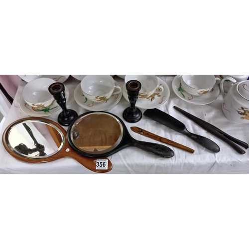 356 - A quantity of miscellaneous including hand mirrors & candlesticks etc.