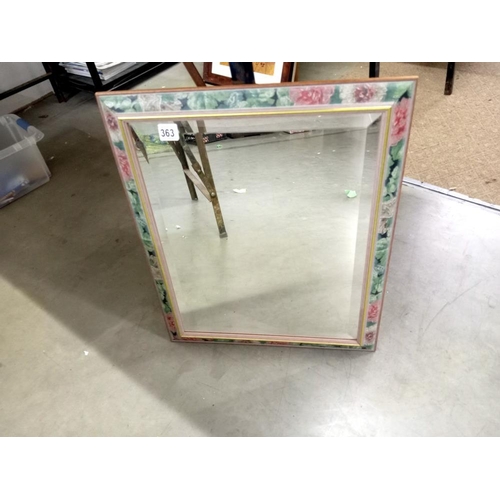 363 - A mirror with flower painted frame COLLECT ONLY