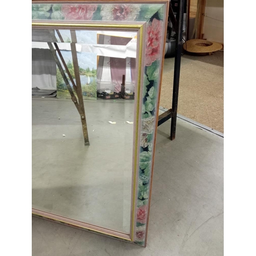 363 - A mirror with flower painted frame COLLECT ONLY