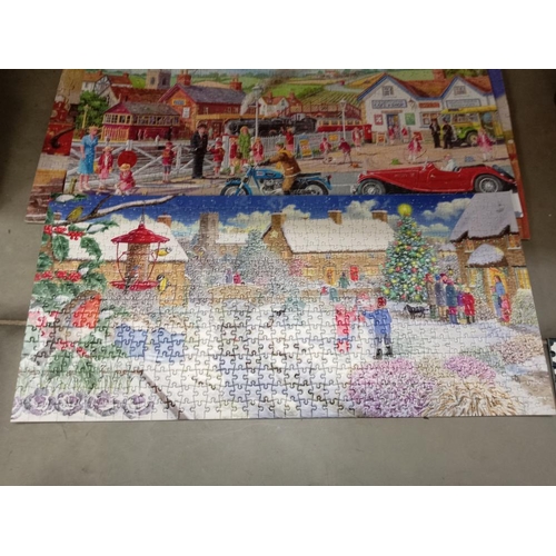 371 - A quantity of old train puzzles glued onto card