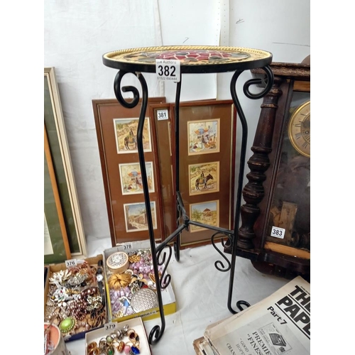 382 - A painted top metal frame pot stand