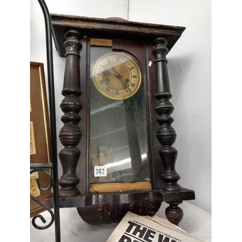 383 - An old wall clock for spares & repairs A/F