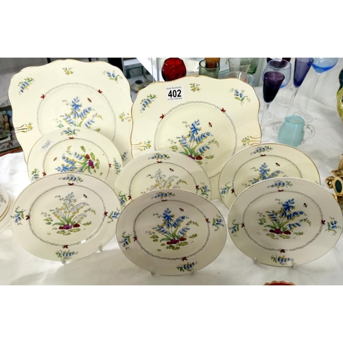 402 - A good sandwich Tuscan set including 2 cake plates & 6 tea plates