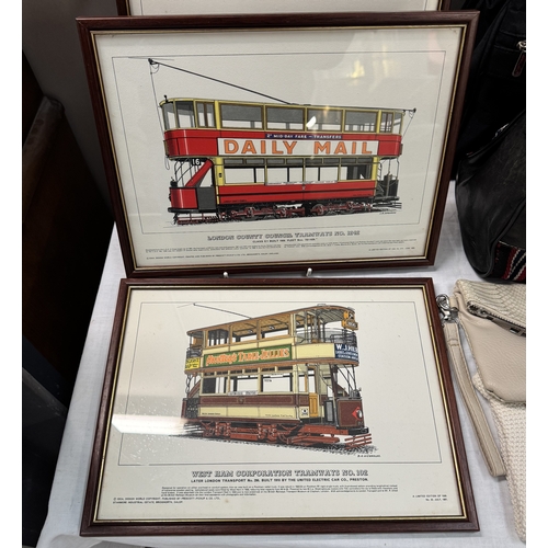 707 - Six framed & glazed prints of trams