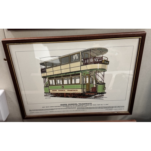 707 - Six framed & glazed prints of trams