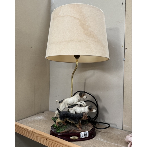 716 - A table lamp with 3 Terriers by Juliana