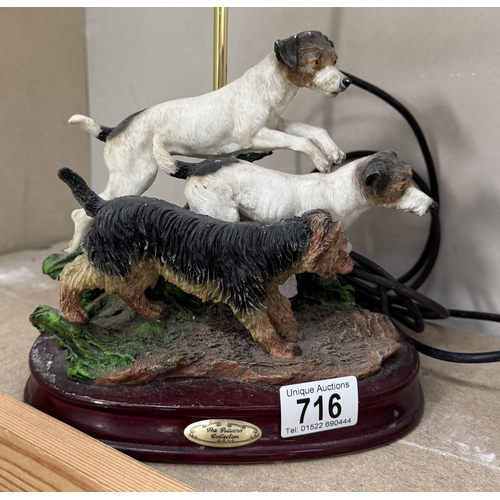 716 - A table lamp with 3 Terriers by Juliana