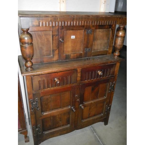 1443 - A mid 20th century oak dining room buffet sideboard. COLLECT ONLY.