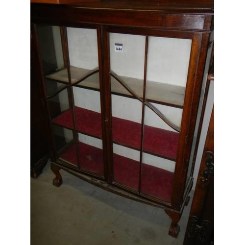 1444 - A mid 20th century glazed display cabinet. COLLECT ONLY.