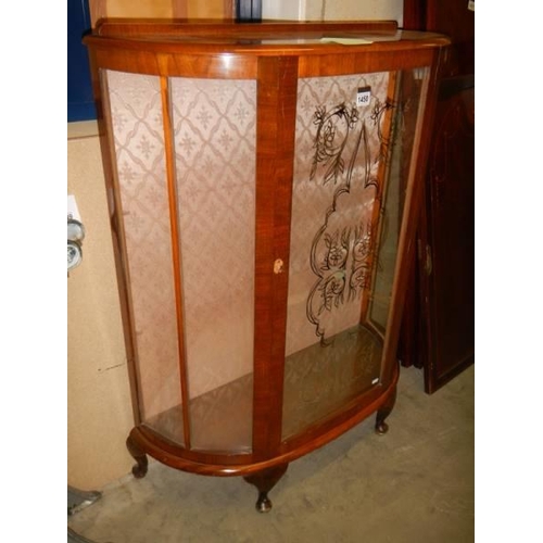 1450 - A mid 20th century glazed display cabinet. COLLECT ONLY.