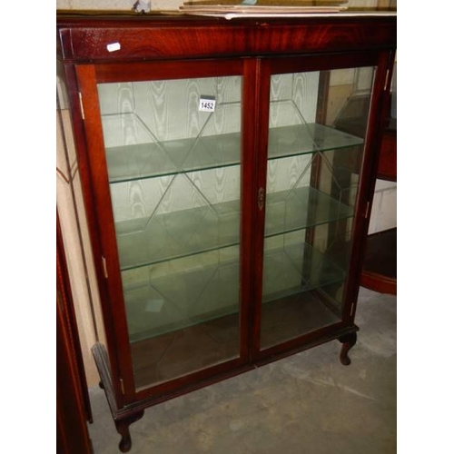 1452 - An Edwardian mahogany inlaid display cabinet. COLLECT ONLY.