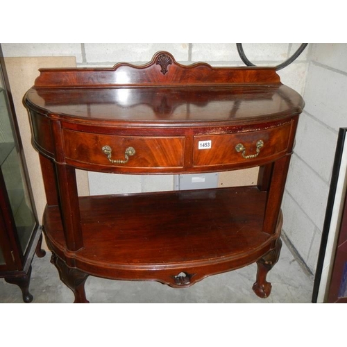 1453 - A Victorian mahogany D shaped hall table, COLLECT ONLY.