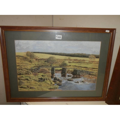 1466 - A framed and glazed watercolour rural scene signed K Marples, 1982, COLLECT ONLY.