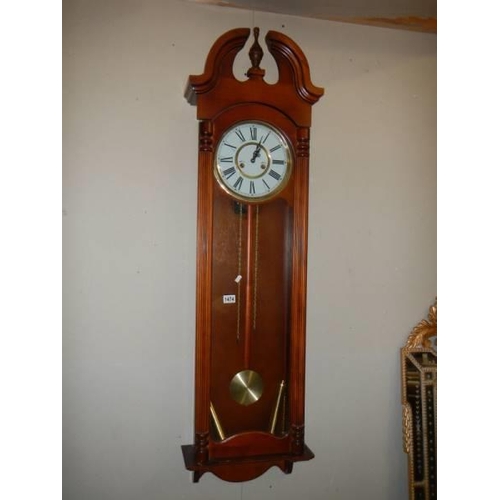 1474 - A large modern 8 day mahogany wall clock, COLLECT ONLY.