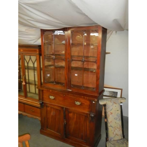 1476 - A Victorian mahogany glazed top book case, COLLECT ONLY.