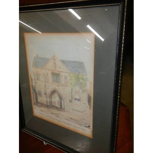 1481 - A pair of framed and glazed architectural prints. COLLECT ONLY.