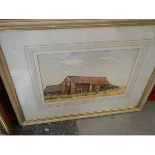 1486 - Four framed and glazed rural scene watercolours. COLLECT ONLY.