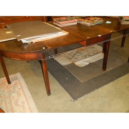 1496 - A Victorian mahogany extending dining table comprising drop leaf centre and two D ends. COLLECT ONLY... 