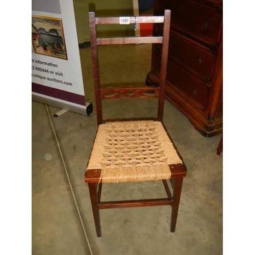 1498 - A rush seated bedroom chair, COLLECT ONLY.