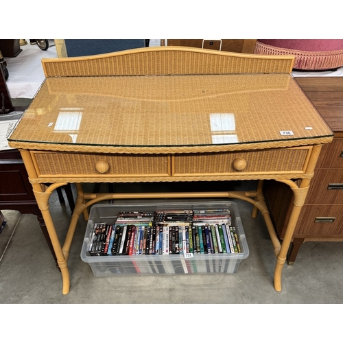 730 - A late 20th century two drawer cane table, COLLECT ONLY.