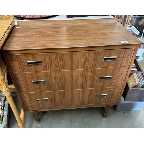 732 - A 3 drawer bedroom chest. COLLECT ONLY.