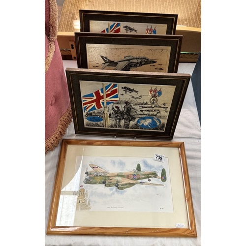 739 - A quantity of military framed images